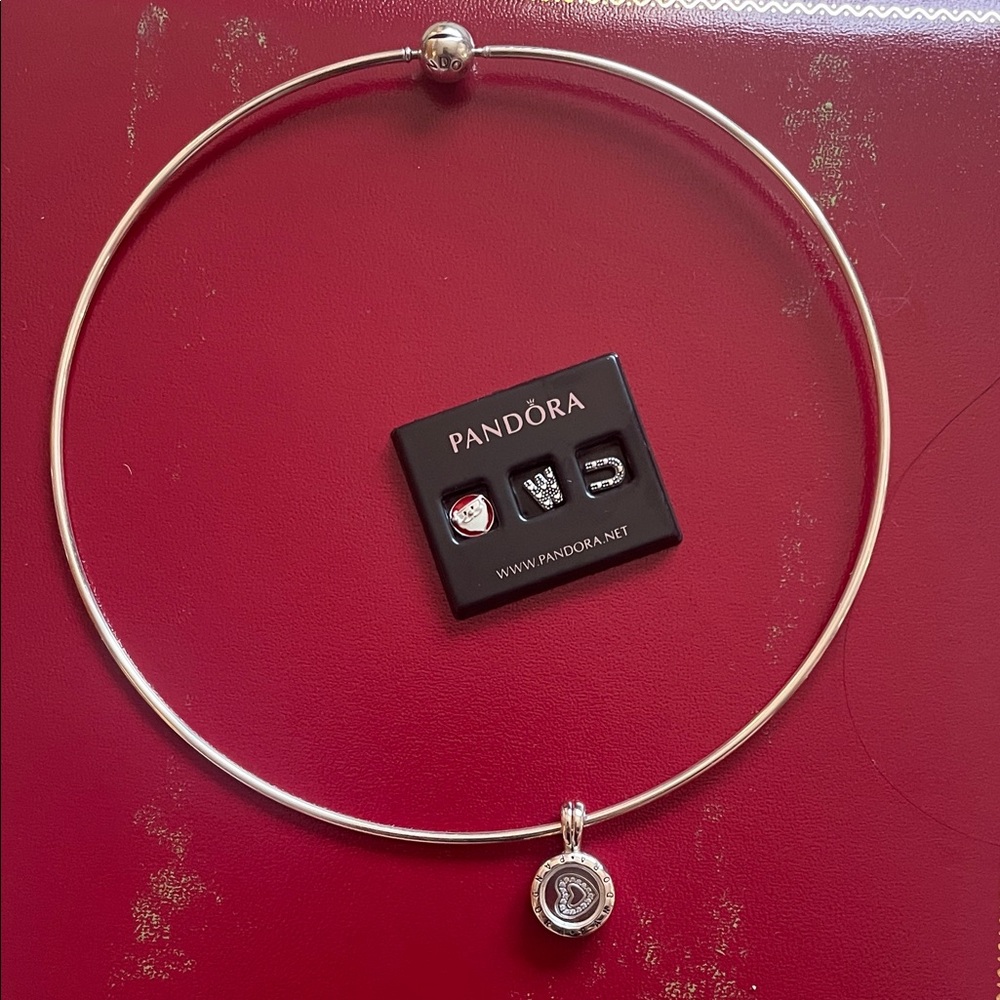 Pandora Silver floating locket necklace with four charms